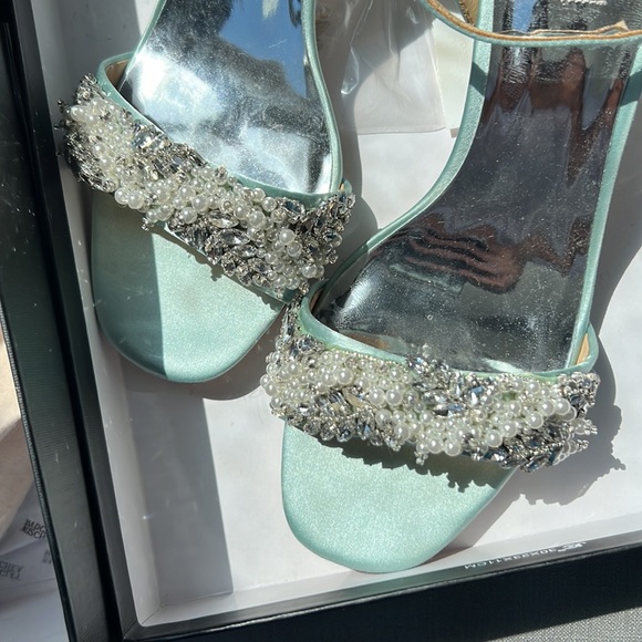 Badgley Mischka Clara Embellished Strap Evening Shoe in Blue Radiance - Picture 10 of 14